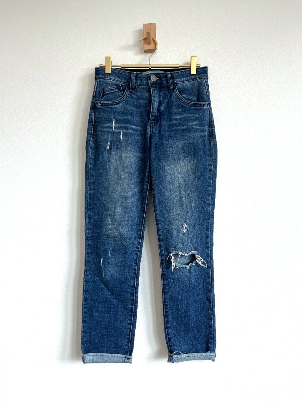 Wit & Wisdom Distressed Ab-solution Jeans - Slim Straight Leg - Size 0